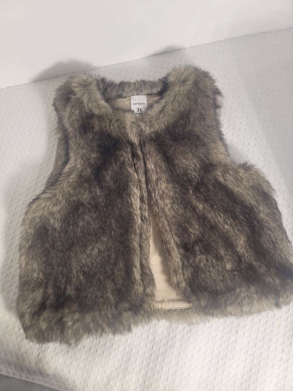 Carter's Faux Fur Vest in Brown and Gray Tones